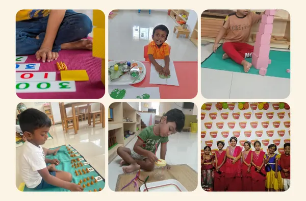 A row of classroom photos, as it looks on the Kidoz Montessori Pre School page